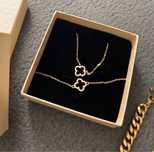 Van cleef сет комплект гривна колие сребро с цирконкии детелина бижу