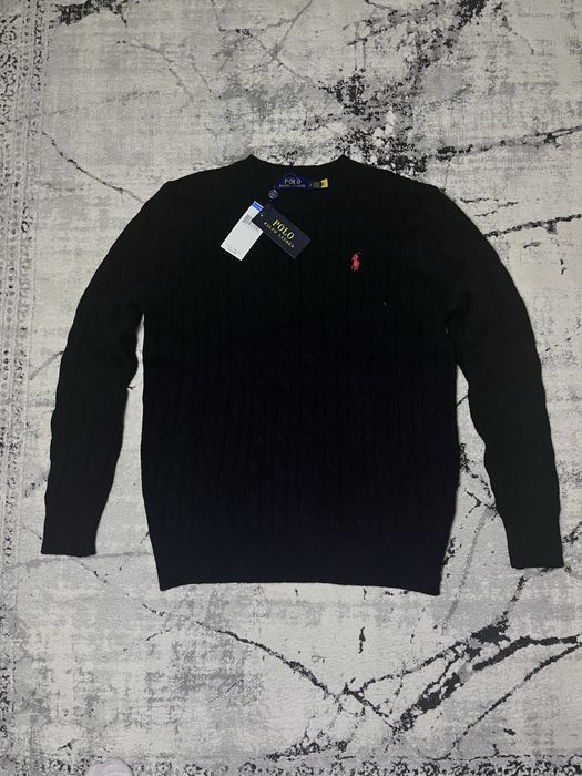 Pulover Polo Ralph Lauren negru cu logo roșu - mărimea M