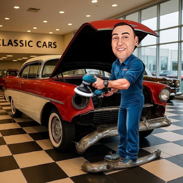 Карикатура по поръчка с ваша снимка и с рамка.