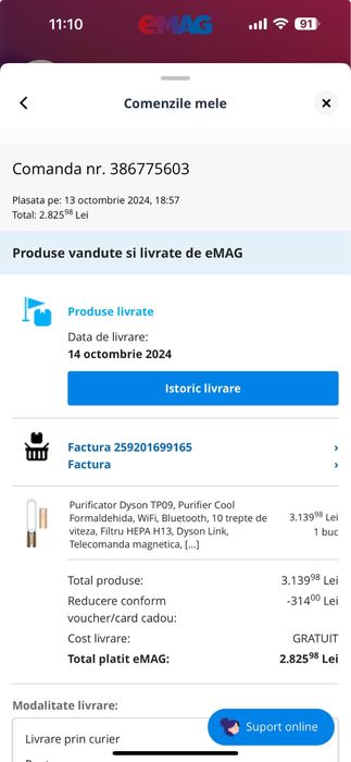 Purificator aer dyson t09