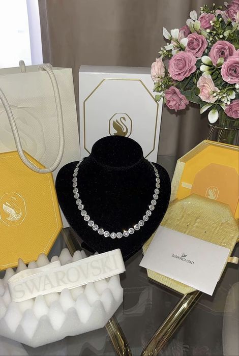 Lanț/colier angelic Swarovski argintiu în ambalaj baby blue