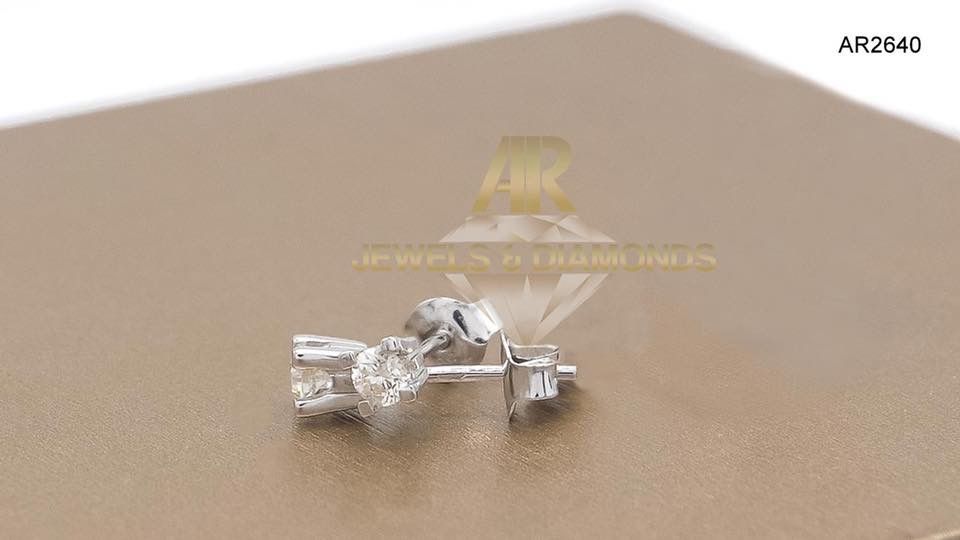 Cercei Aur Alb cu Diamante model ARJEWELS(AR2640)