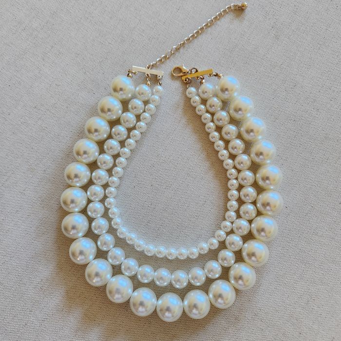 Перлено колие гердан масивно чокер големи бели перли елегантно синджир