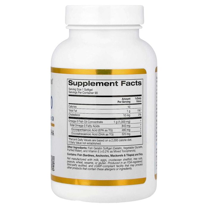 Омега 800, Рыбий жир, California Gold Nutrition, 1 000 мг, 90 капсул