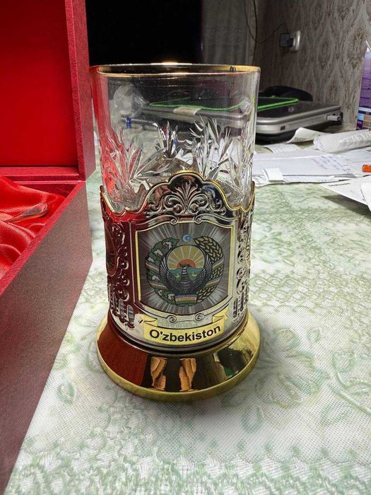 Подстаканник с гербом Узбекистана  для государственных и организаций