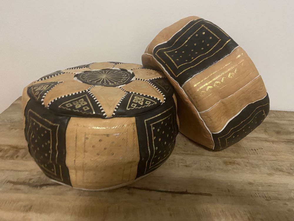 2Pufi marocani 40*20/taburet, piele naturala/ Morrocan poufs, leather