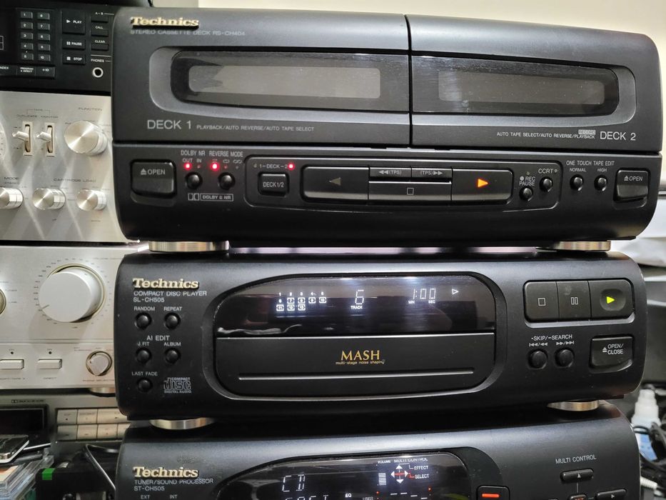 Sistem audio TECHNICS CH-404, dublu deck, cd player,tuner,amplificator