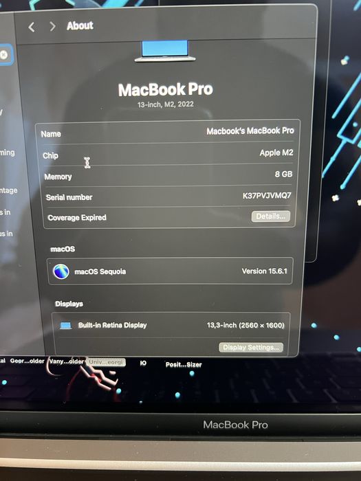 Macbook PRO M2 8GB 256GB *Touchbar*ГАРАНЦИЯ ДО 06/2026
