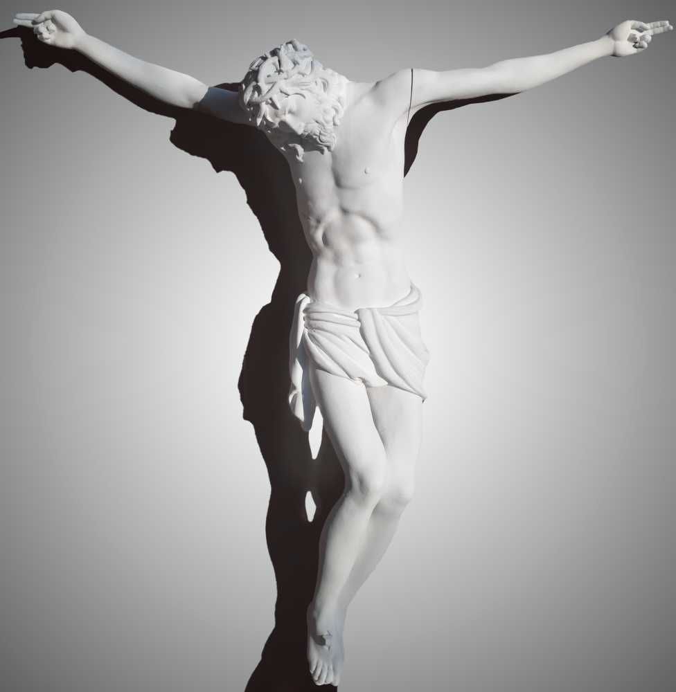 Statuie mare a lui Isus pe cruce sculptură 70 cm