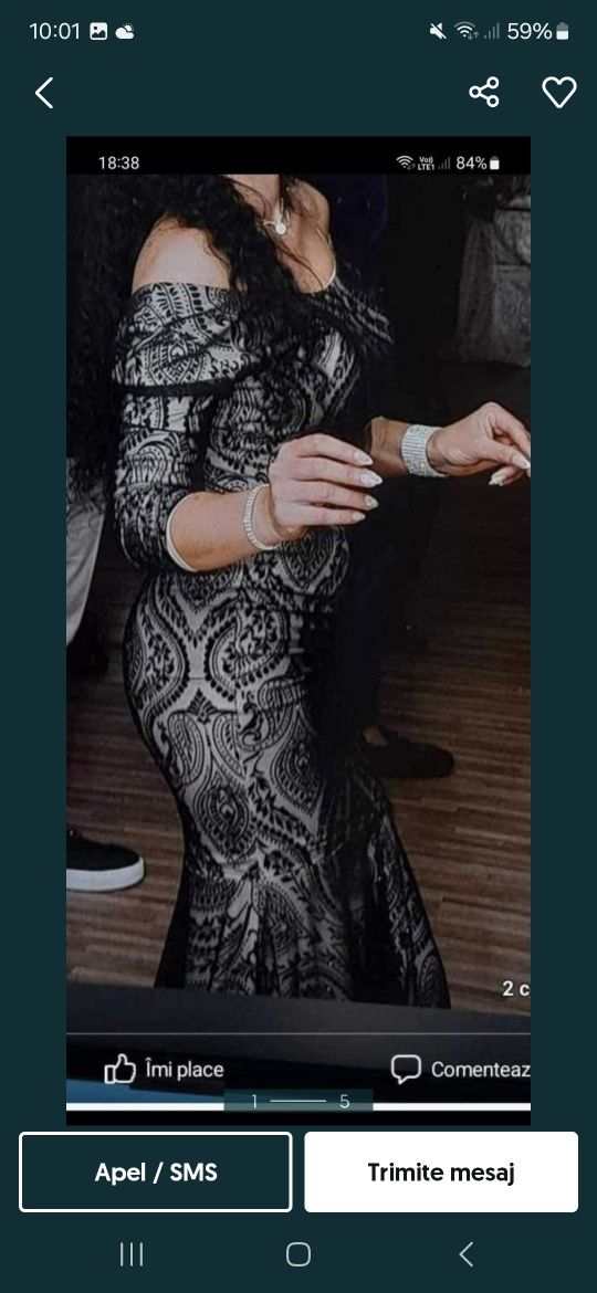 Vând rochie de seară elegantă culoare neagră mărimea S impecabilă