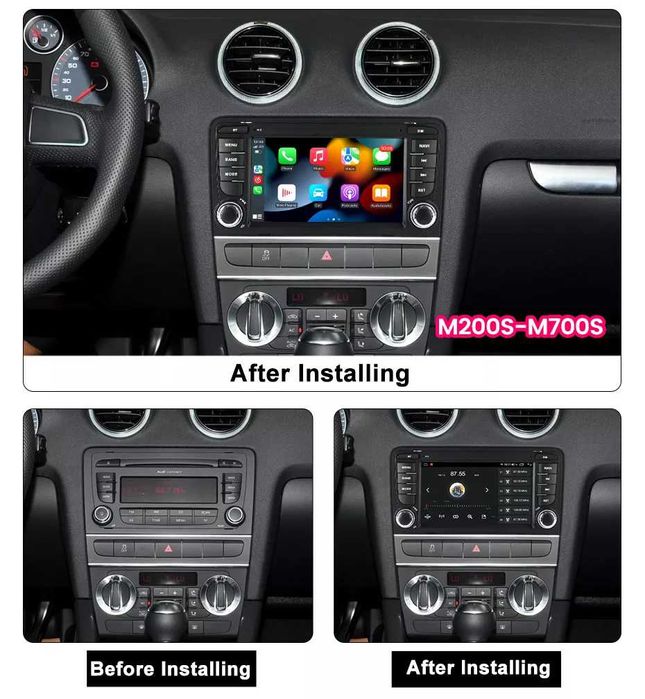 Navigatie Android 14 AUDI A3 Carplay Waze Youtube 1/8 GB + CAMERA