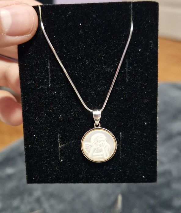 Colier argint rodiat cu inger