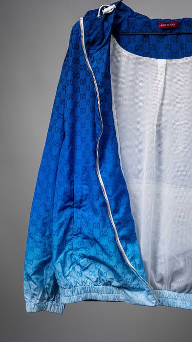Яке Gucci Printed Technical Poplin Zip Jacket – Gradient Blue