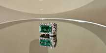 Inel Antique Art Deco 1930 Platina Diamante Smarald Columbia