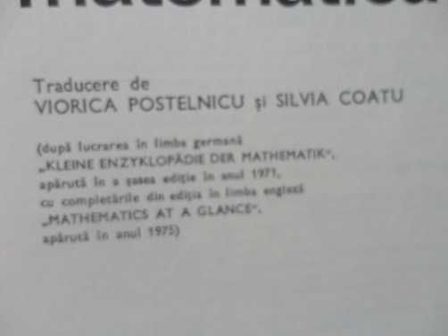 Mica Enciclopedie Matematica - cartonata, editura Tehnica 1980