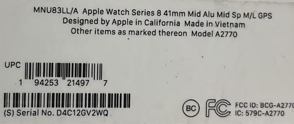 Apple Watch Series 8, 41mm Midnight Aluminium