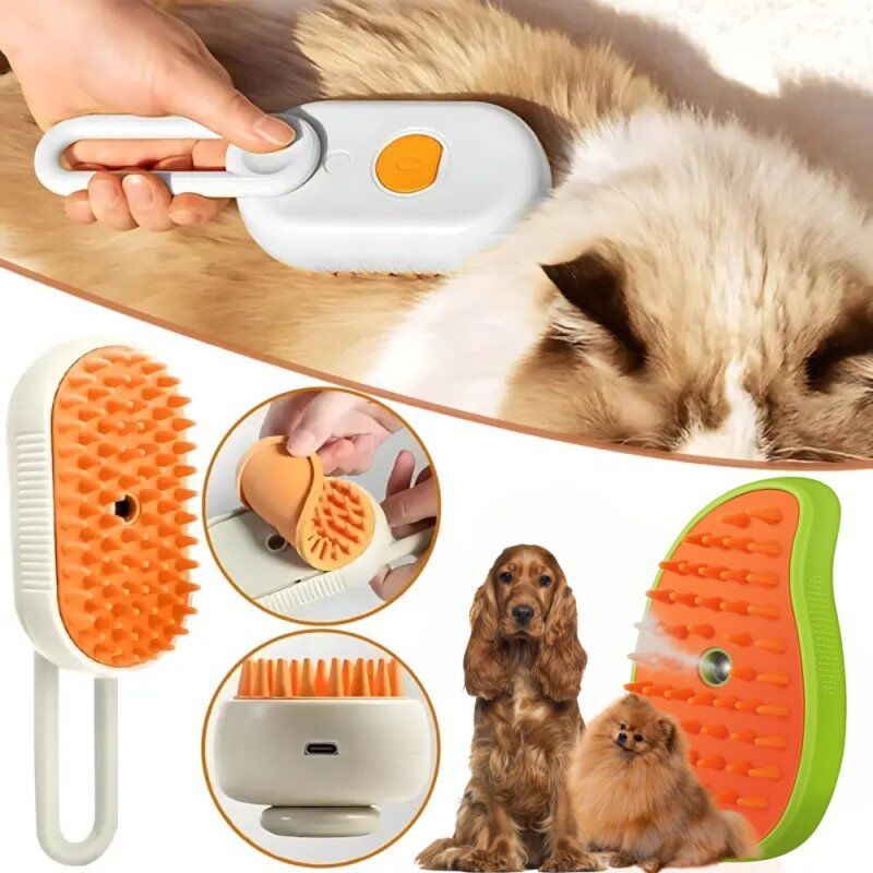 НЕМСКИ Четка за домашни любимци с пара–ElectricPetBrush+ЛЕД ФЕНЕР
