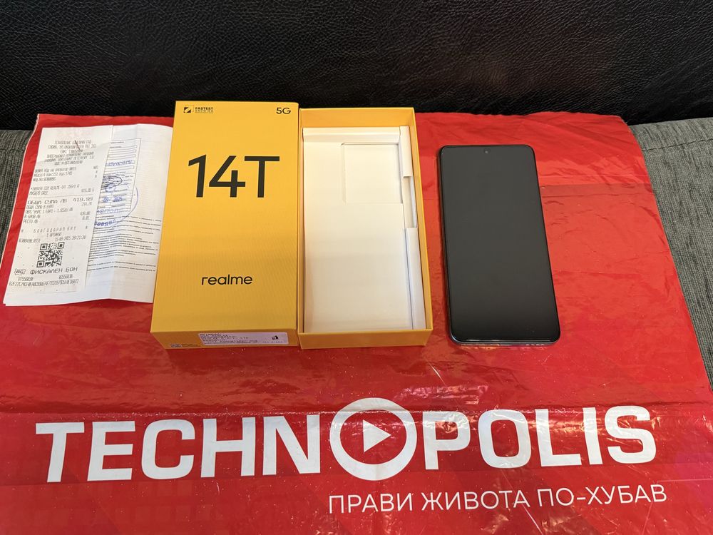 КАТО НОВ 256GB Realme 14T Гаранция Technopolis 2027г. Green