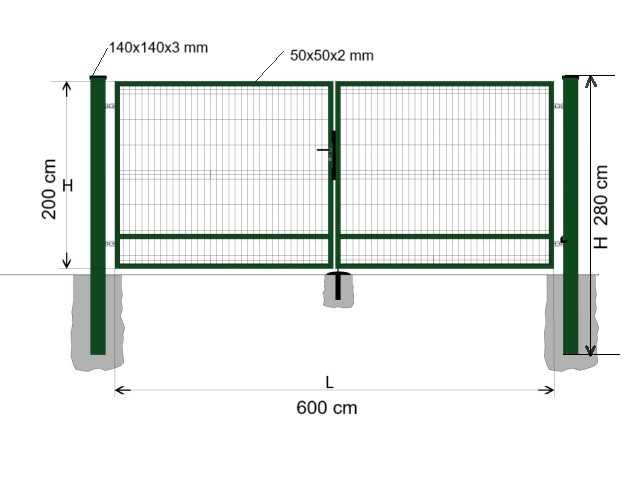 OFERTA! Poarta acces auto batanta zincata termic+plastifiata 200X600cm