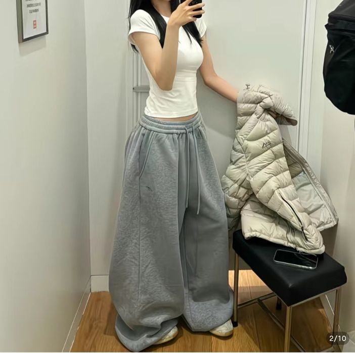 Серые шырокие штаны