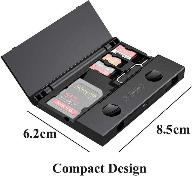 2-in-1 Card Reader — компактный для SD/TF карт и SIM. Есть доставка