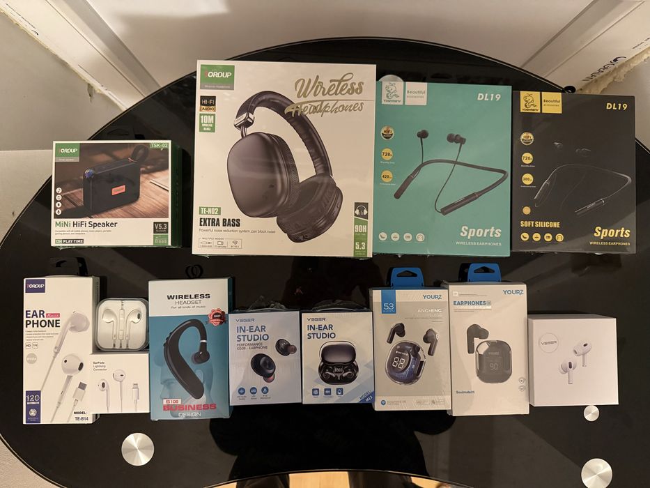 Căști bluetooth, cu fir, one ear și boxă