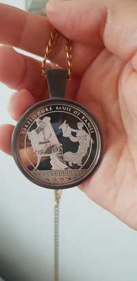 Сребърни бижута медальон с монета, подходяща и за подарък, уникат