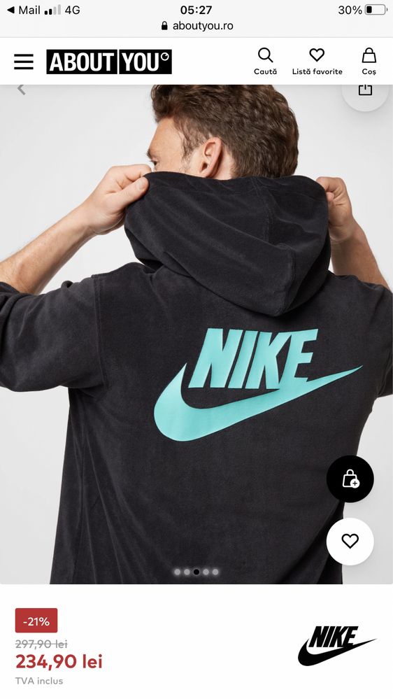 Bluza tricou maneca scurta Nike premium bumbac marimea L XL