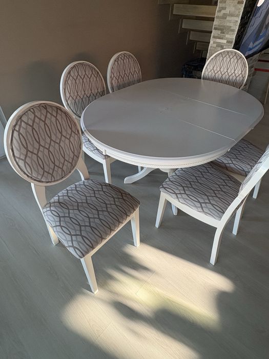 Masa dining lemn extensibila + 6 scaune