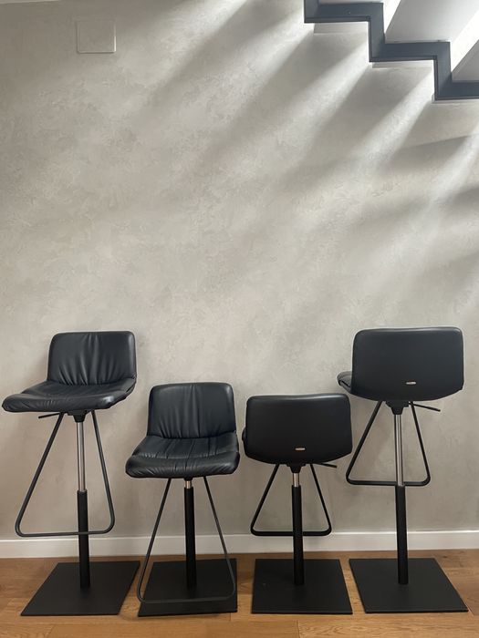 Scaune de bar Rovere Axel X Piele Black 4 bucati