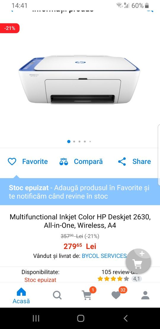 Vand imprimanta hp 2630