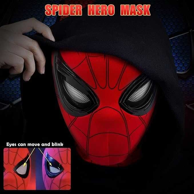 Електронна маска на Спайдърмен Spiderman Mигащи очи Светлини с Пръстен