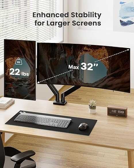 Brat/Suport 2 monitoare 17-32 inch, montaj VESA 75/100 Brate pe gaz