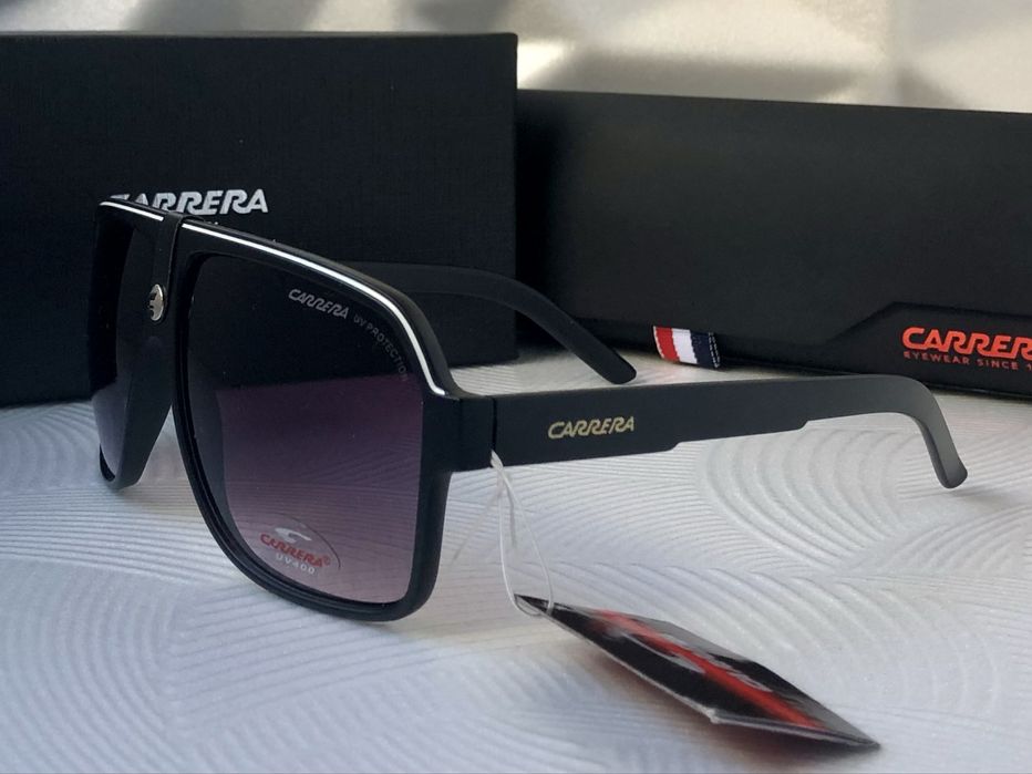 Мъжки слънчеви очила маска carrera черни с кожа