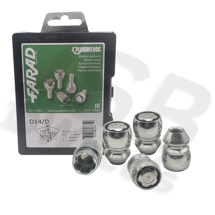 Set piulite antifurt Flowerlock M12x1.25 pentru Nissan