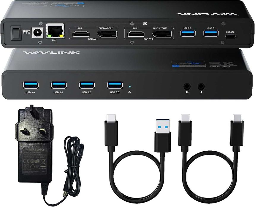 Универсална докинг станция Displaylink WAVLINK USB C с 2x HDMI и DP