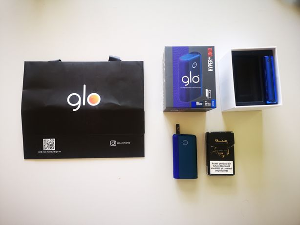 Glo Hyper Plus Blue, nou, cu cutie accesorii + 1/2 pachet Dunhill glo