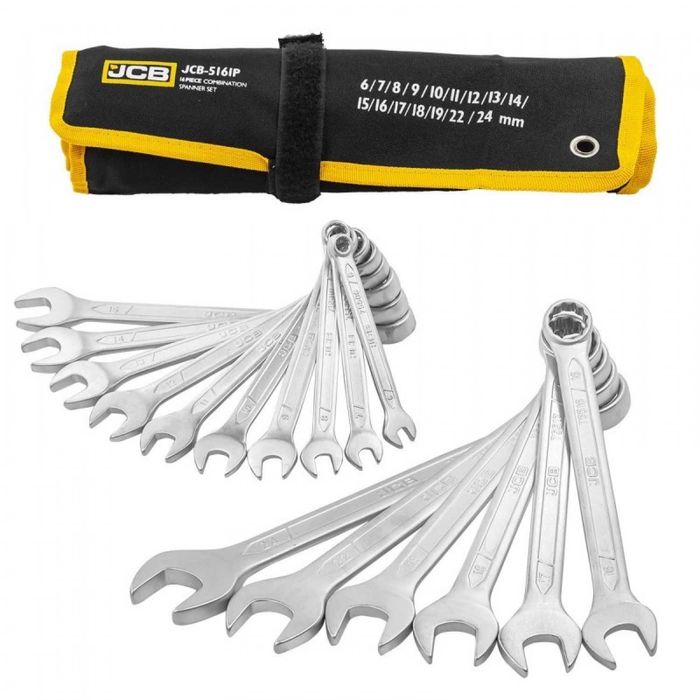 НЕМСКИ Комплект Звездогаечни Ключове JCB 16бр 6-24мм + ЛЕД ФЕНЕР