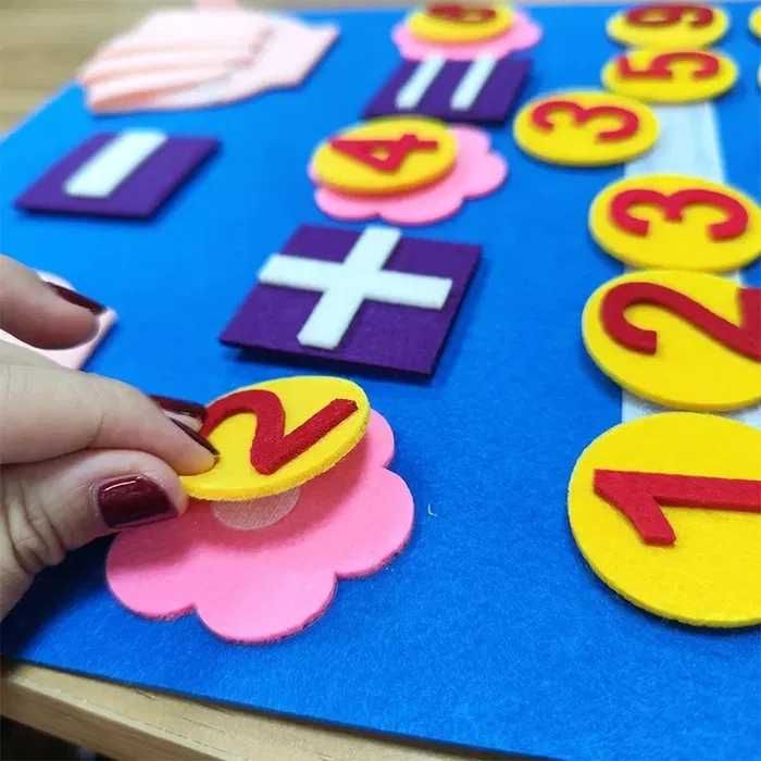 Numere si degete din pâslă Montessori pentru copii Jucării matematice