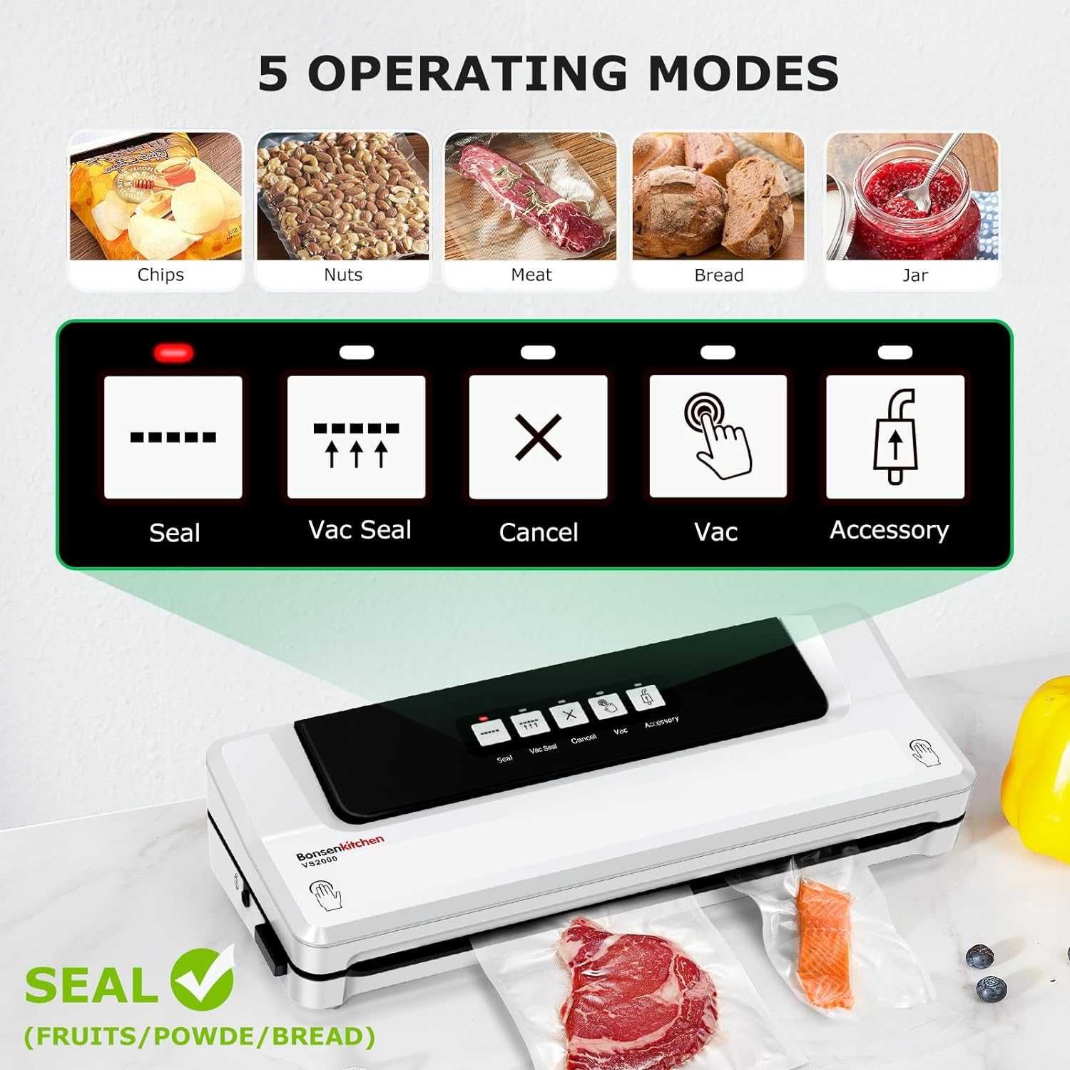 Уред за вакуумиране,Bonsenkitchen Vacuum Sealer,Нова,Гаранция