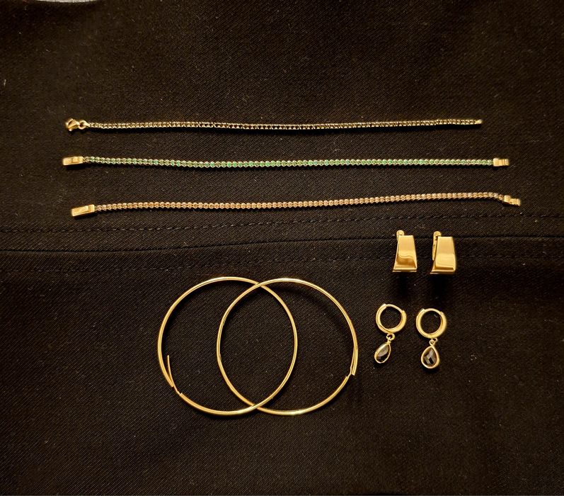 ‼️Bratara tenis de aur*14k* cu pietricele negre/ verzi/roz/albe*350/g