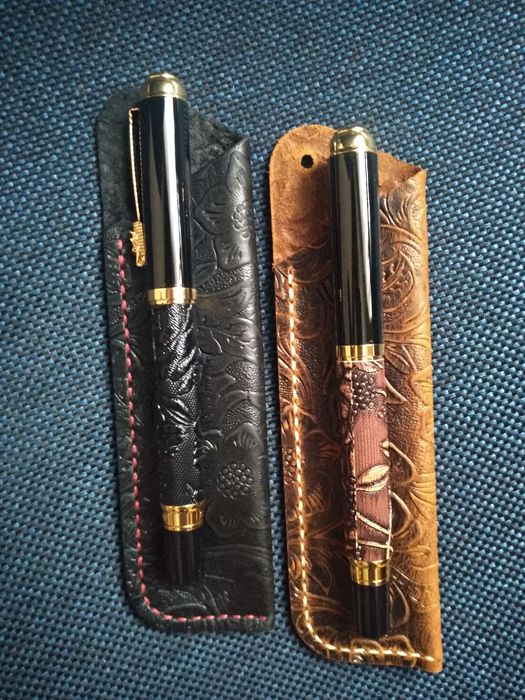 Подарочный набор перьевая ручка - Паркер + кожаный чехол натуральный