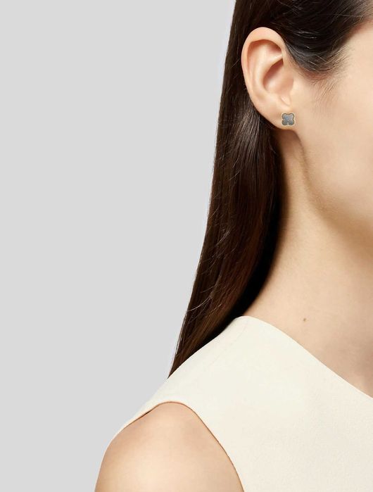 Van Cleef & Arpels VCA Gold Grey Mother Sweet Alhambra Дамски Обеци