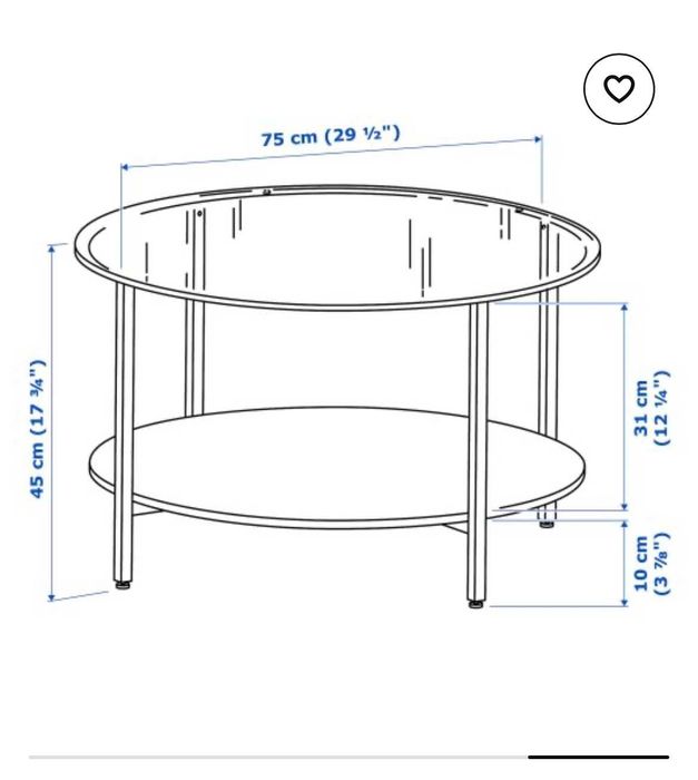 масичка - стъклена с  бял плот