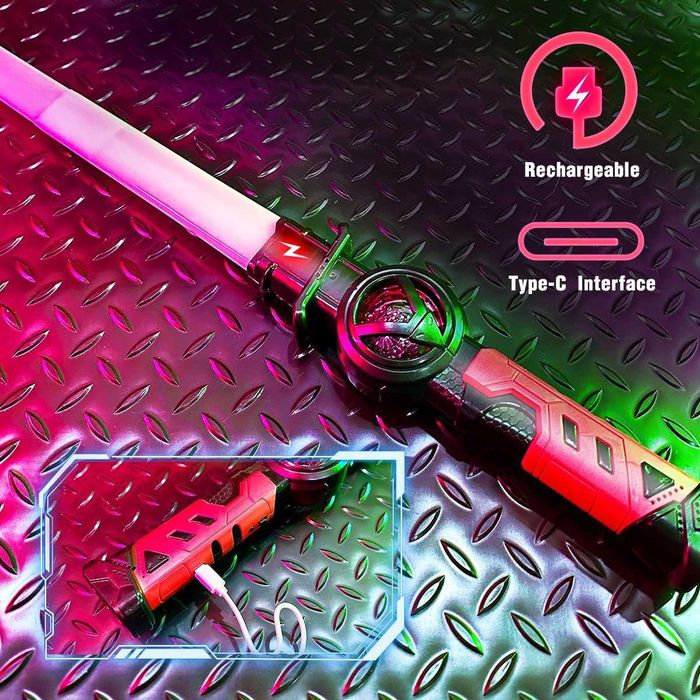 VATOS акумулаторен светлинен меч от 2 части, 15 RGB и звукови ефекти