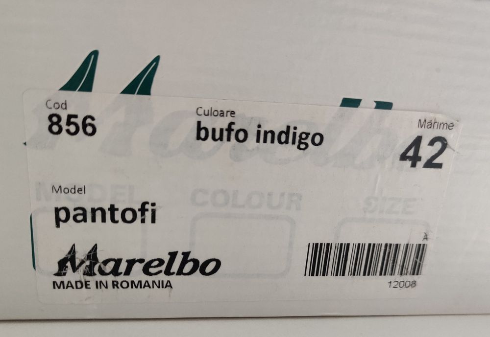 Pantofi Piele Întoarsă Bufo Albastru Indigo 42 Marelbo Impecabili