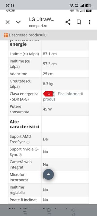 De vânzare monitor 
LG UltraWide 35WN75C-B/W Mo
  Preț 1200 lei negoci
