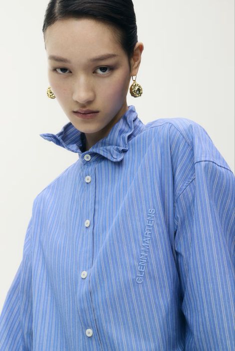GLENN MARTENS H&M Риза от поплин с телени банели