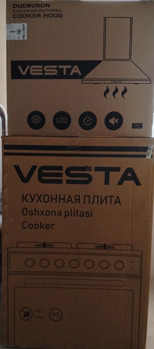 Новая газ плита и вытежка "Vesta"