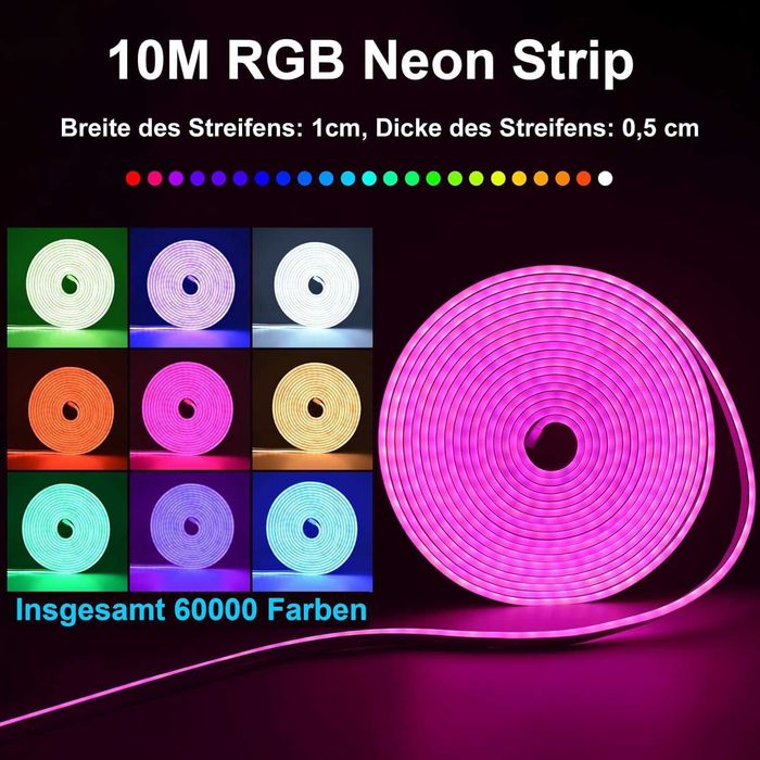 Banda LED RGB Neon 10m siliconata si IMPERMEABILA
